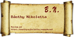 Básthy Nikoletta névjegykártya